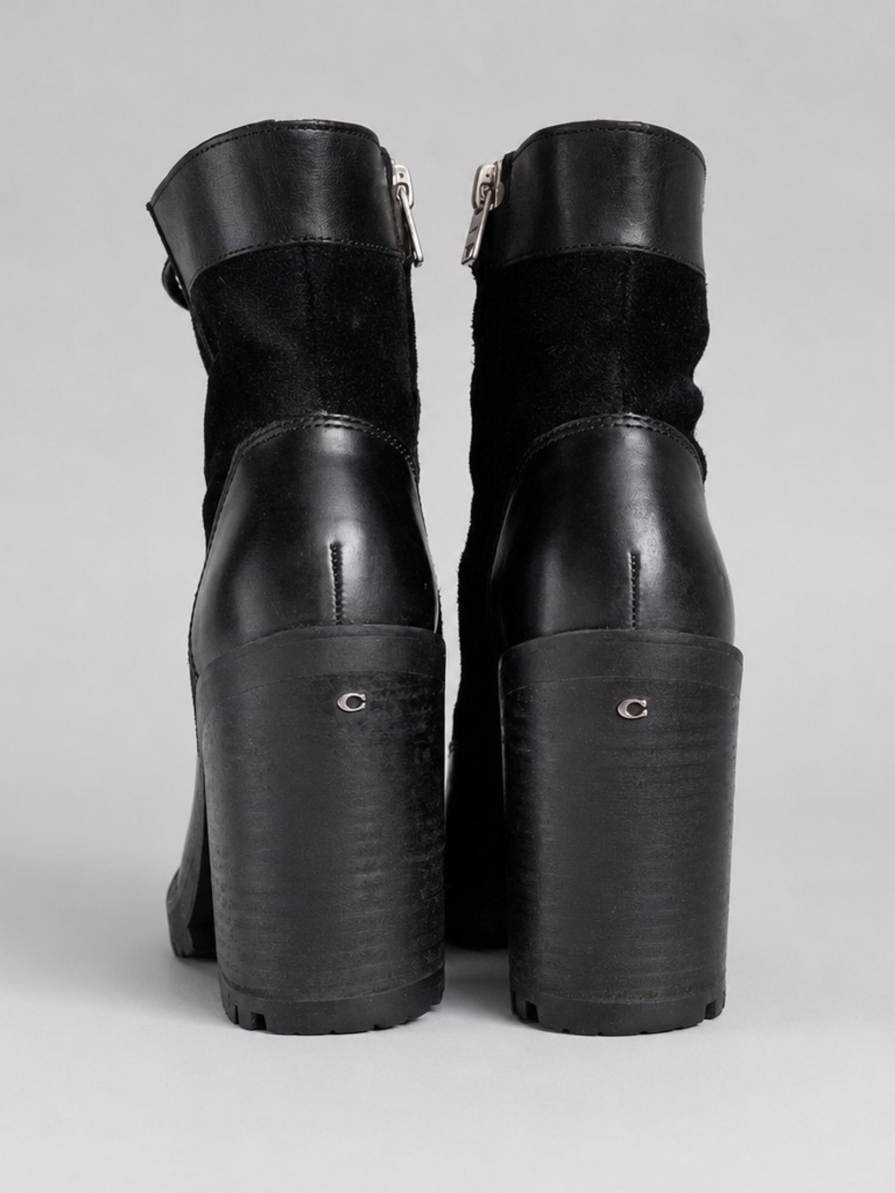 Coach Hedy Booties Size 36 (5.5) Genuine Leather With Zipper And Laces